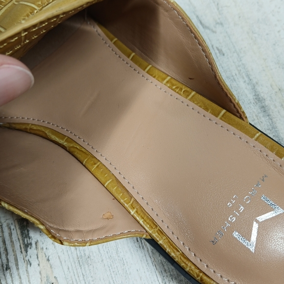NEW Marc Fisher Ltd Flyta Croc Embossed Yellow Leather Square Toe Loafer #511 - Picture 10 of 13